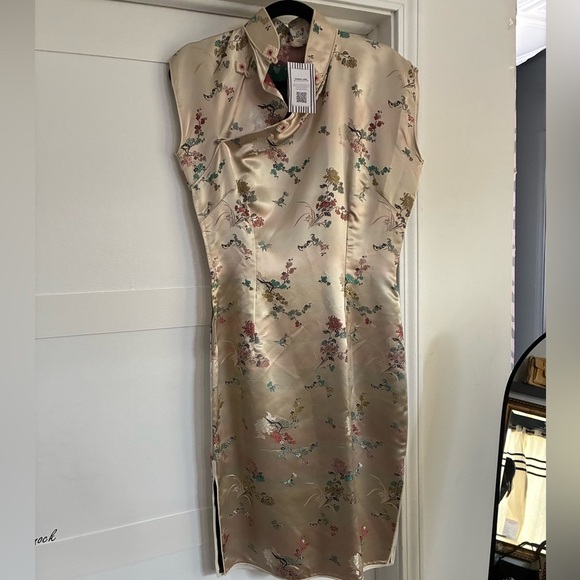 Eng Eng Floral oriental Dress vintage size 38 - Picture 1 of 5